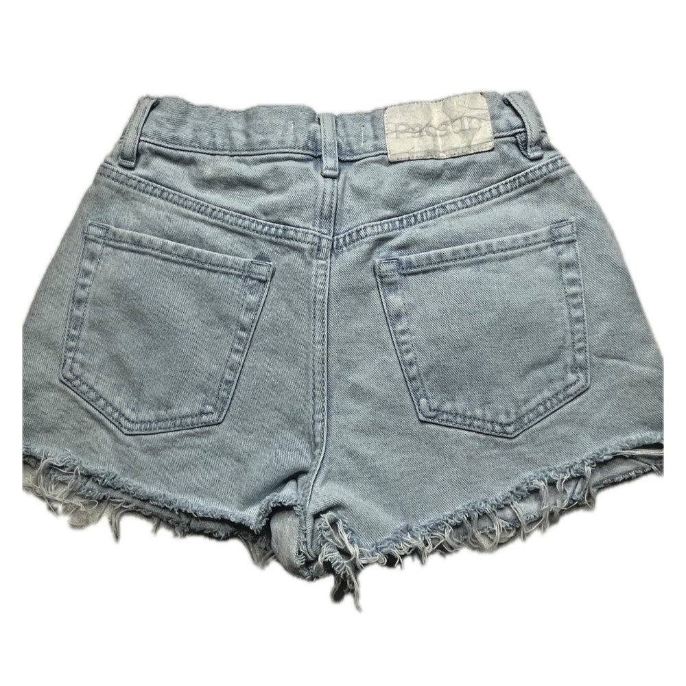 PacSun Women's 25 Vintage High Rise Light Wash Crisscross Raw Hem Denim Shorts - Picture 8 of 16